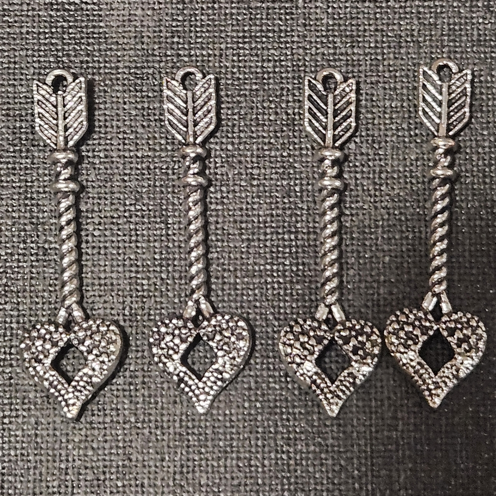 Heart Arrow Charms Set of 4